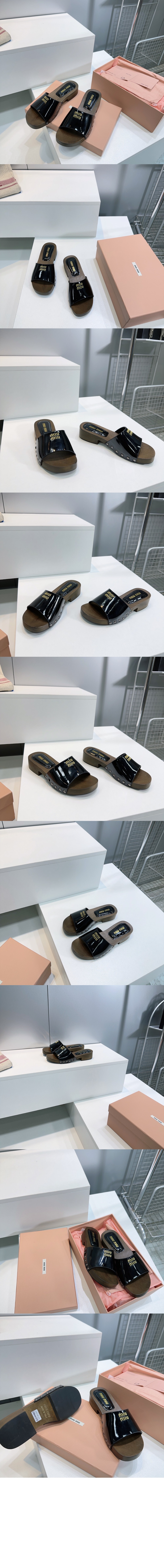 페이턴트 가죽 클로그 5Z425E > Sandal Slippers - 샌들 슬리퍼