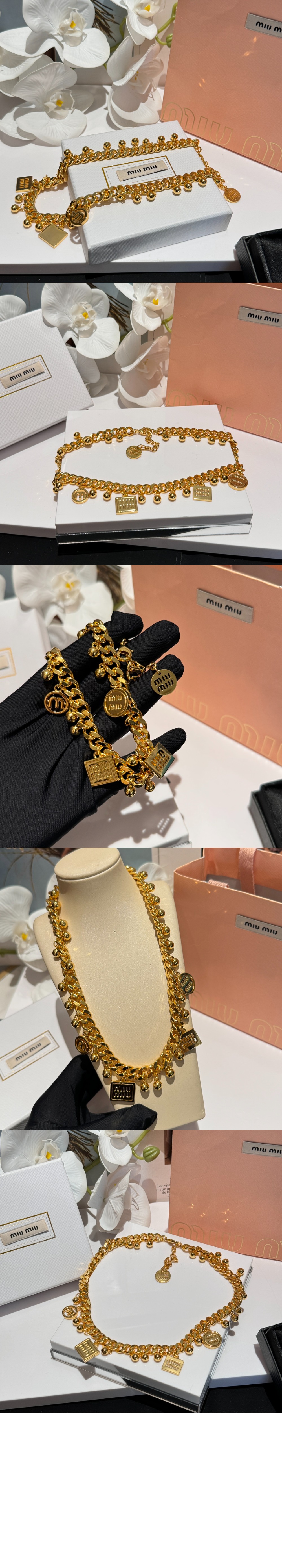 메탈 및 인조 진주 목걸이  5IC120 > 미우미우