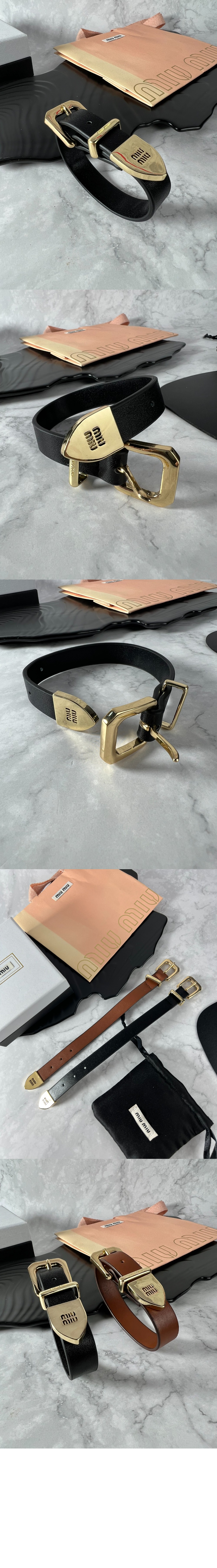 버클 장식 가죽 팔찌 5IB654 > 미우미우