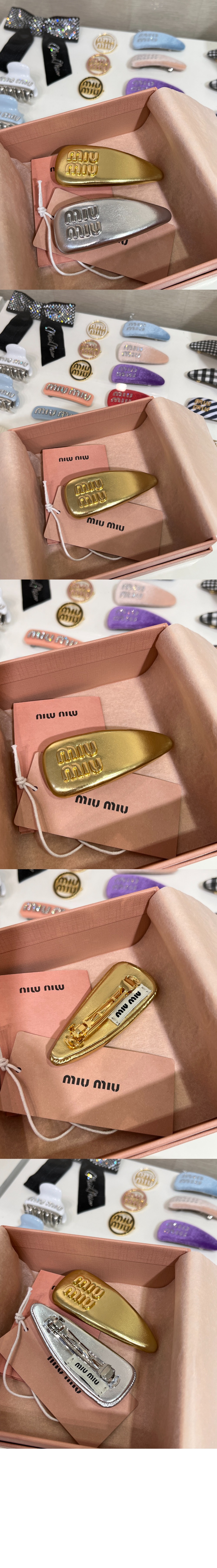 페이턴트 가죽 헤어 클립 5IF092 > 미우미우