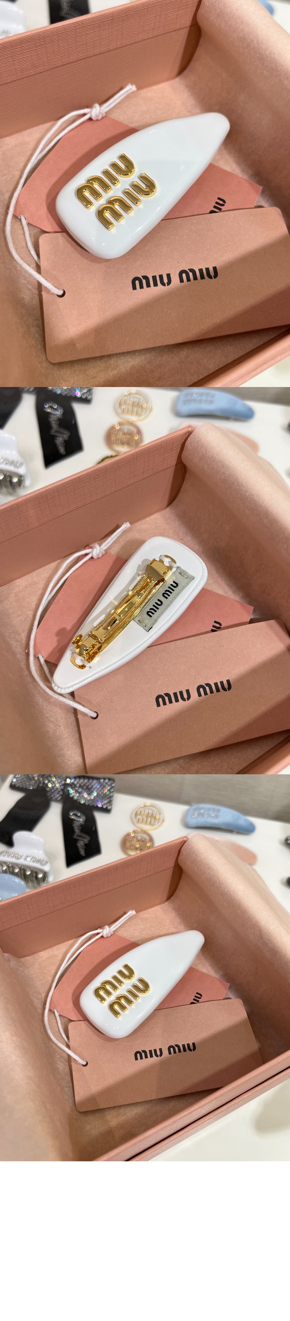 페이턴트 가죽 헤어 클립 5IF092 > 미우미우