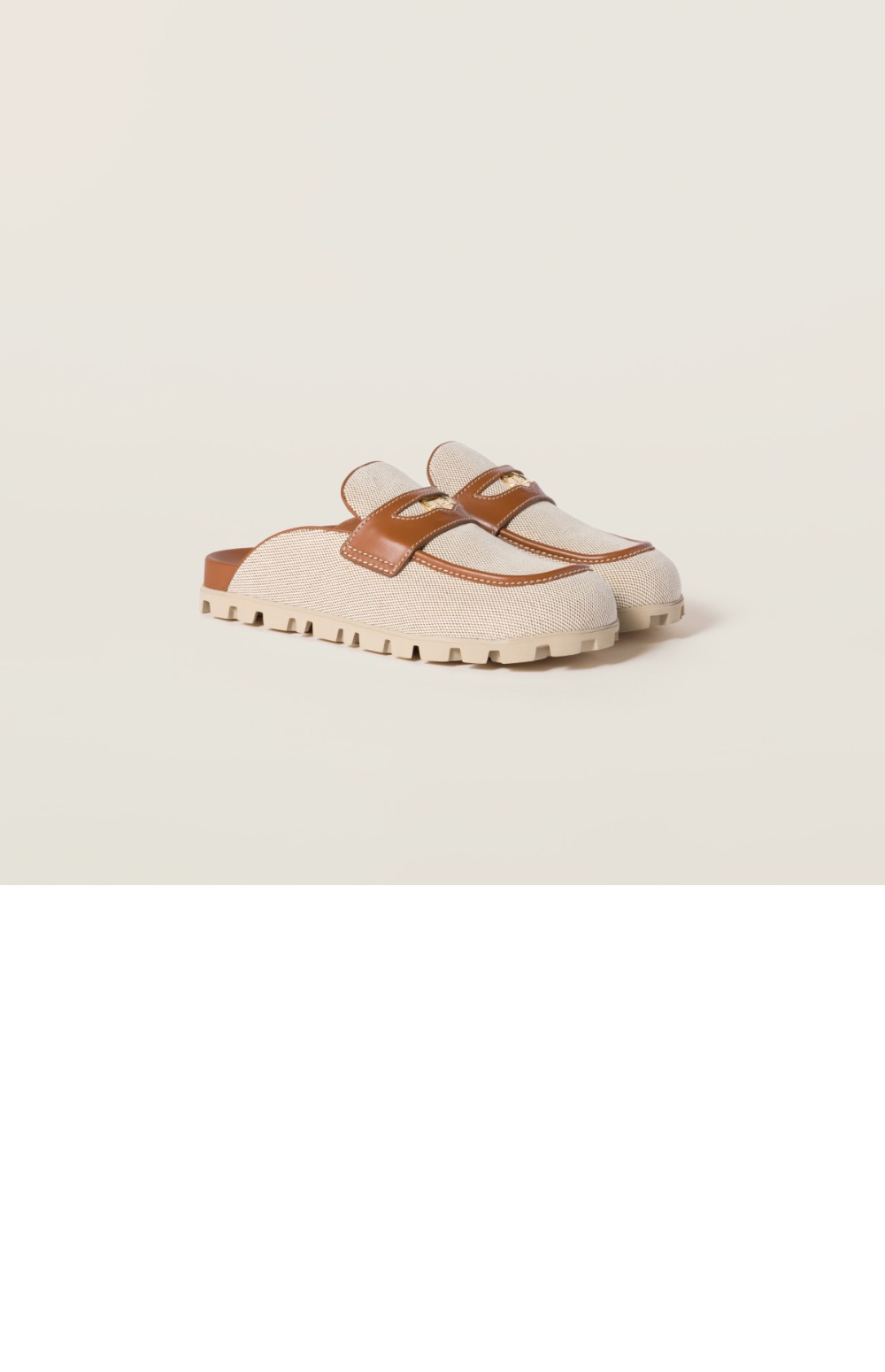 캔버스 및 가죽 뮬 5D377E > Sandal Slippers - 샌들 슬리퍼