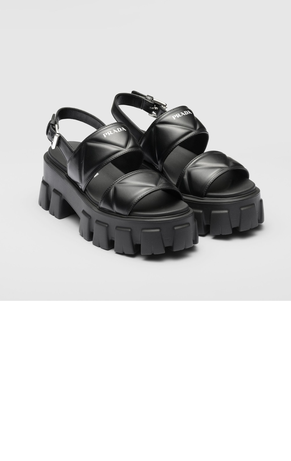 모놀리스 레더 스트랩 통굽 샌들 1X040N > Sandal Slippers - 샌들 슬리퍼