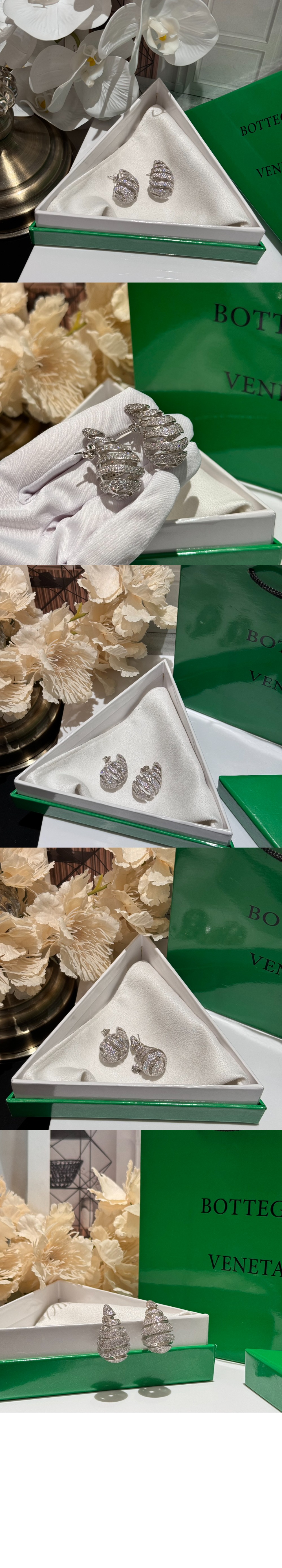 나선형 지르콘 세팅 이어링 754327 > 보테가베네타