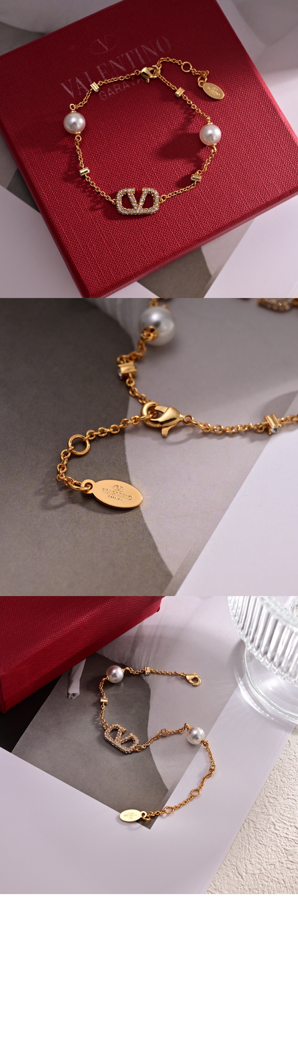 진주 장식 브레이슬릿 > 발렌티노