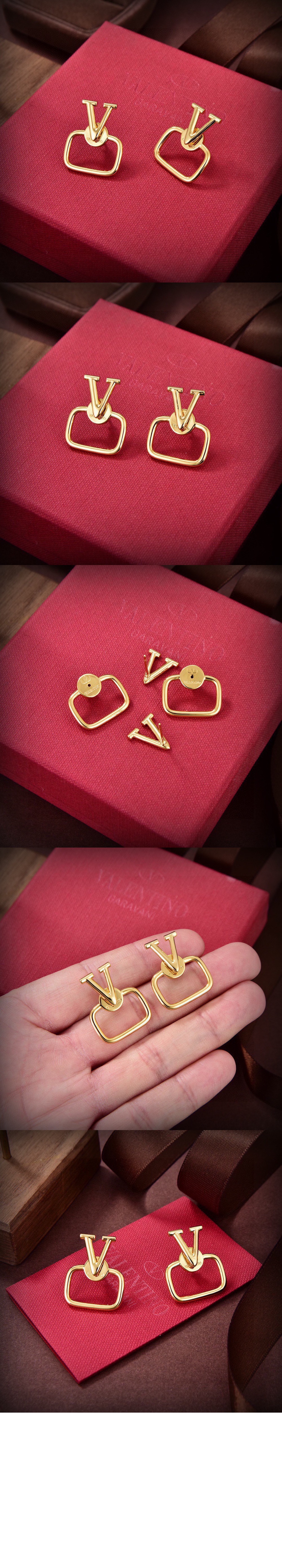 골드 V로고 시그니처 이어링 > 발렌티노
