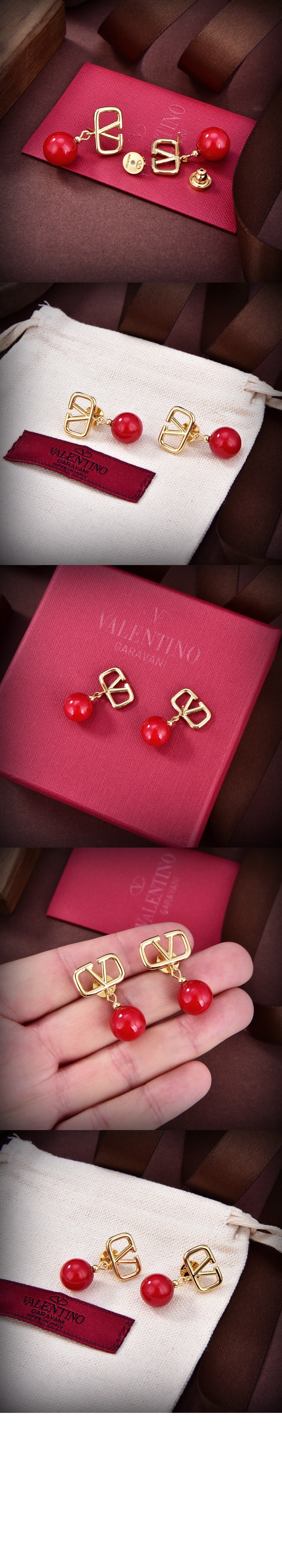 가라바니 V로고 진주 드롭 이어링 > 발렌티노