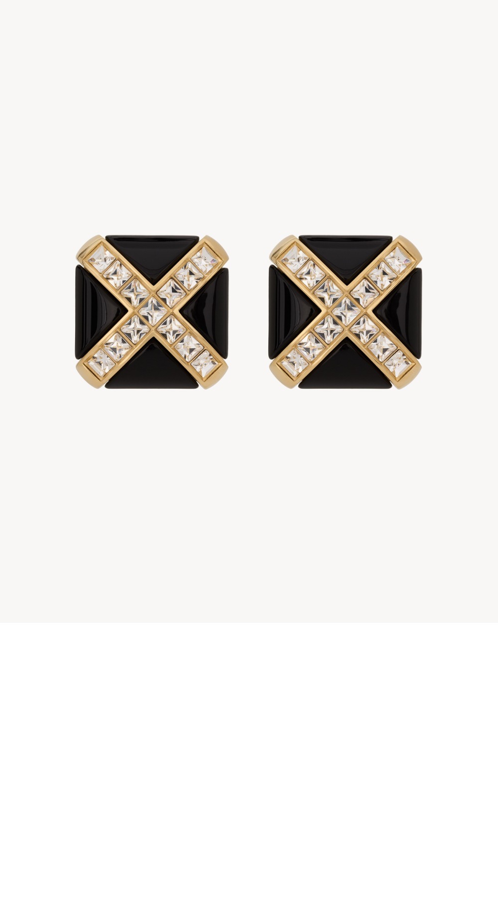 레진과 메탈 소재의 크리스탈 크로스 이어링 805022 > 생로랑