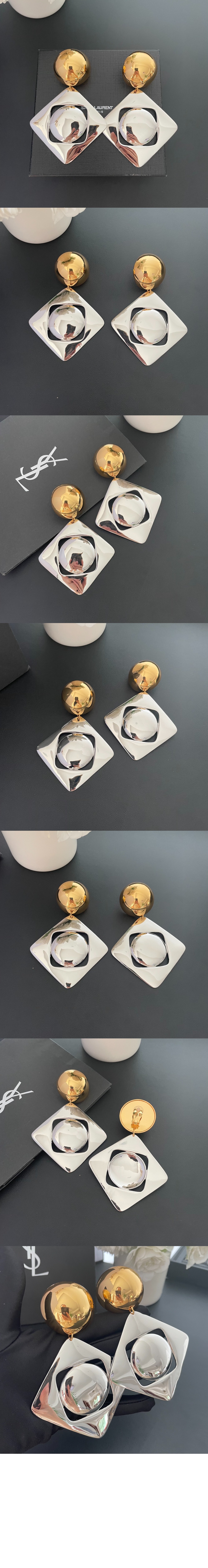레진과 메탈 소재의 기하학적인 이어링 791989 > 생로랑