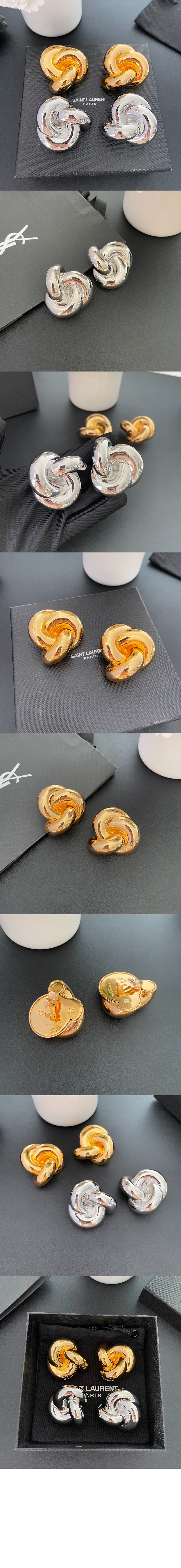 메탈 소재의 매듭 이어링 789123 > 생로랑