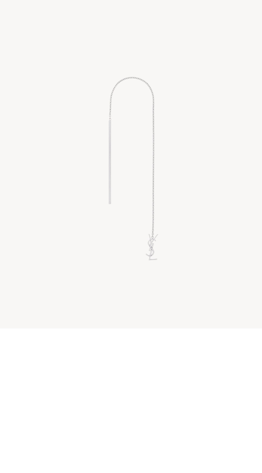 18K 그레이 골드 소재의 CASSANDRE 드롭 이어링 761530 > 생로랑