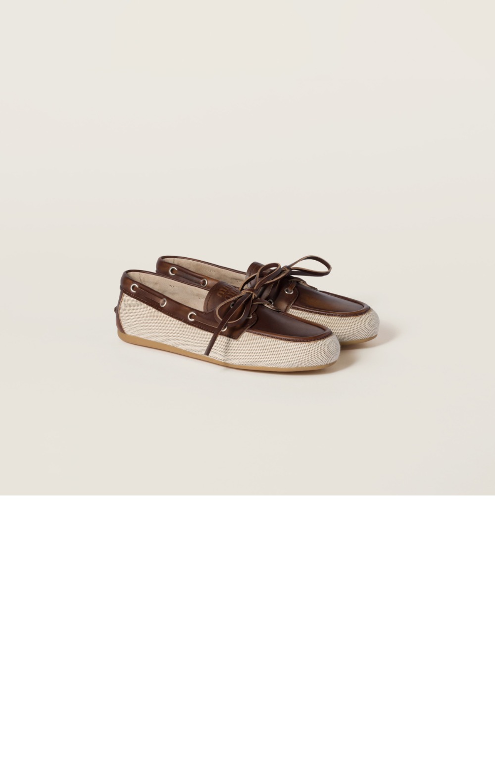 캔버스와 표백된 가죽 보트 슈즈 5D376E > Loafers and lace-ups - 로퍼 및 레이스업