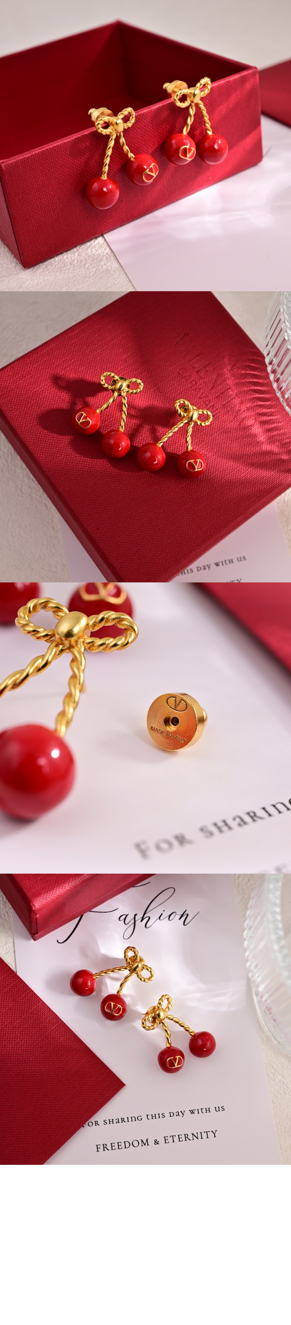 체리픽 메탈 & 에나멜 이어링 6W0J0Z > 발렌티노