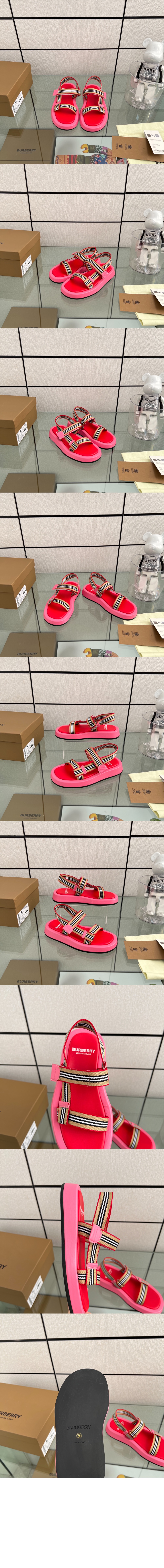 핑크 아이콘 스트라이프 샌들 8042675 > Sandal Slippers - 샌들 슬리퍼