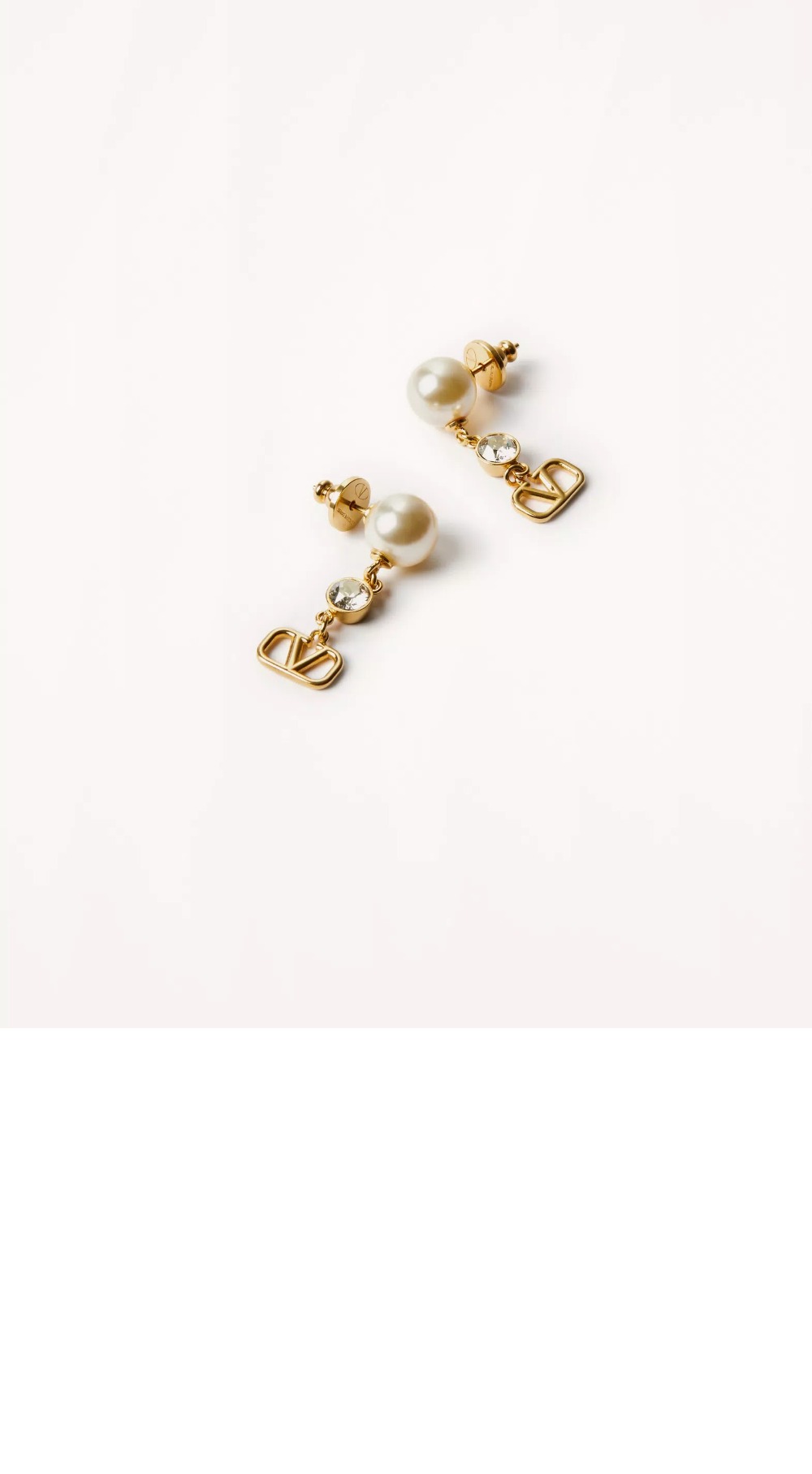 크리스털 장식 브이로고 시그니처 이어링 > 발렌티노