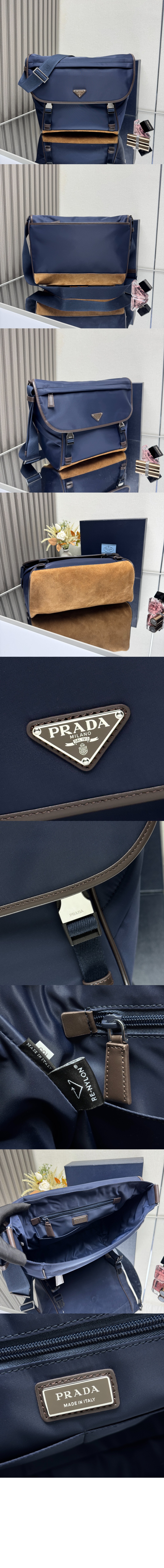 라지 리나일론 및 가죽 숄더백 2VD052 > Re-Nylon - 레나일론