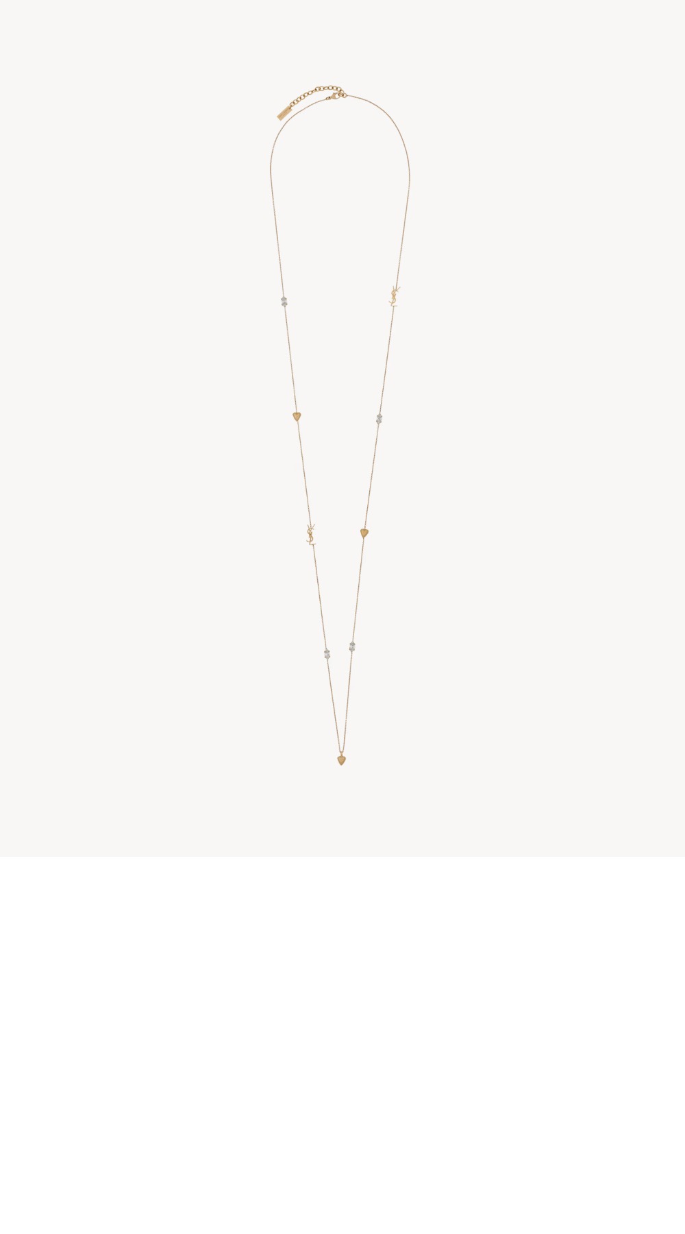 메탈 소재의 라인스톤 롱 네크리스 697936 > 생로랑