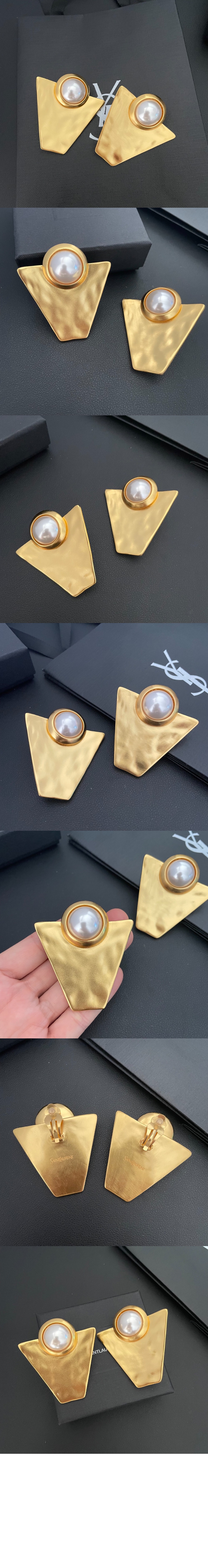 텍스처드 지오메트릭 카보숑 이어링 820304 > 생로랑