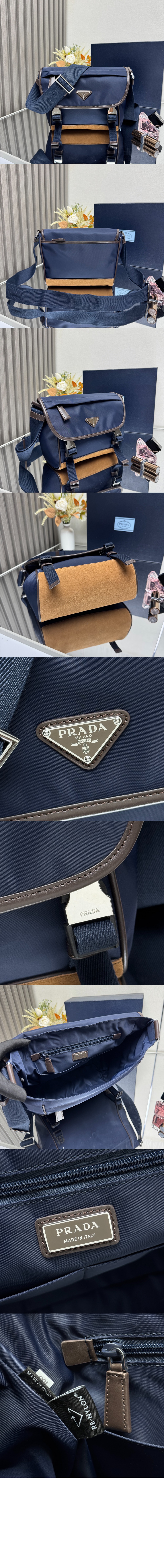 미디엄 리나일론 및 가죽 숄더백 2VD066 > Re-Nylon - 레나일론