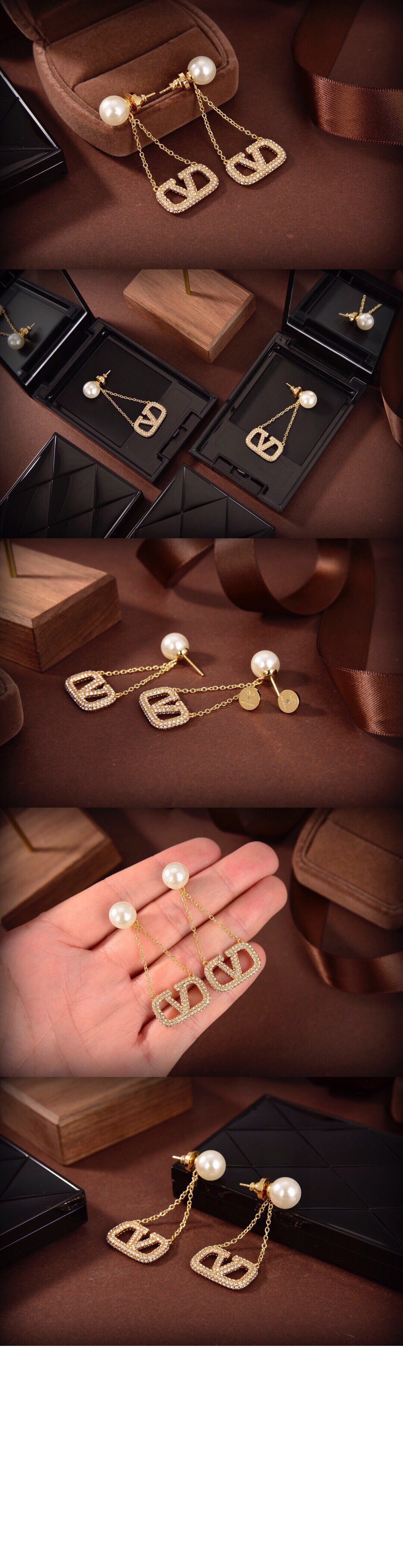 모조 진주와 큐빅  이어링 > 발렌티노