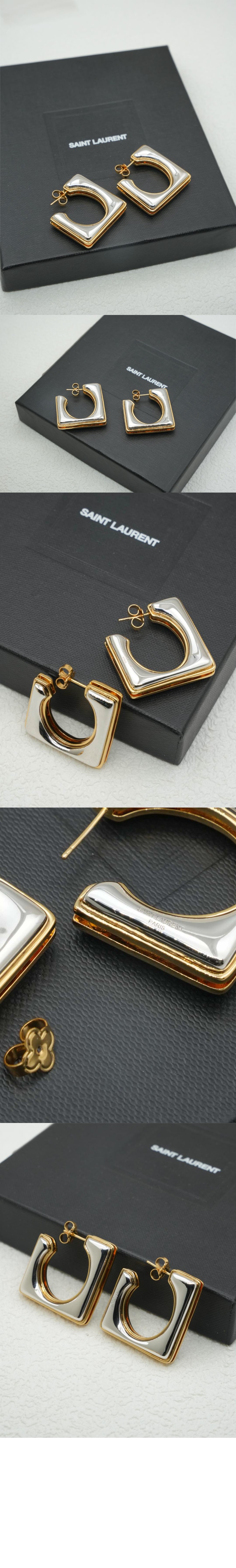 메탈 소재의 스플릿 스퀘어 후프 이어링 788138 > 생로랑