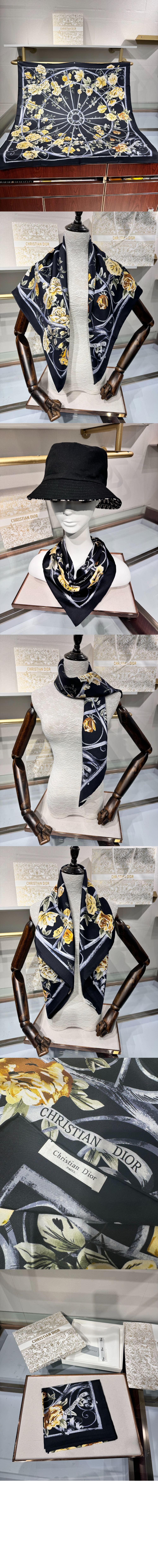 식물 화훼  90 스퀘어 스카프 31GRA > 디올