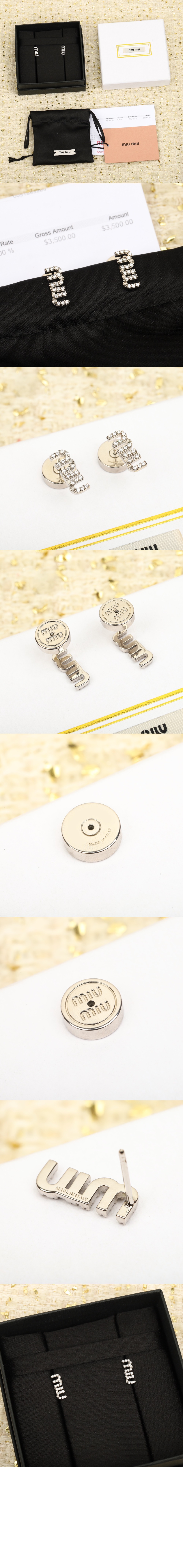 크리스털 장식 메탈 귀걸이 5IO059 > 미우미우