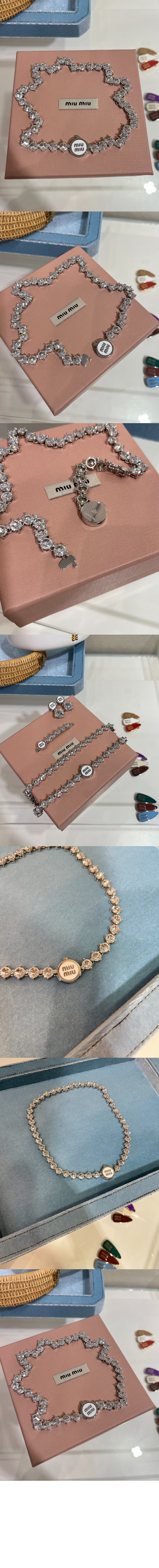 크리스털 장식 메탈 목걸이 5IC173 > 미우미우