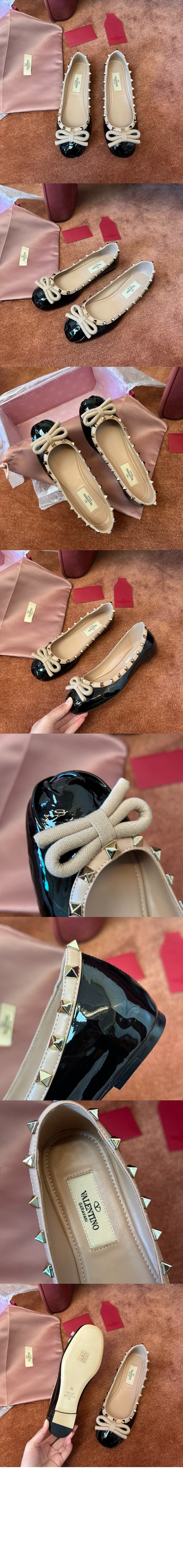 락스터드 페이턴트 가죽 발레리나 3W2S0H > Rockstud - 락스터드