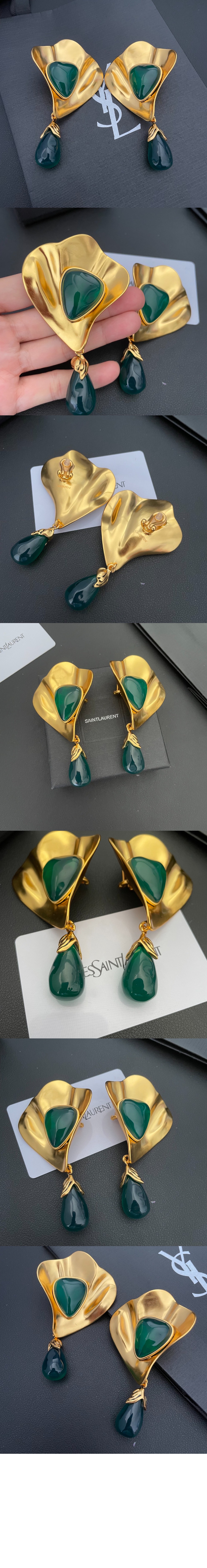 레진 및 메탈 소재 페탈 펜던트 이어링 830949 > 생로랑