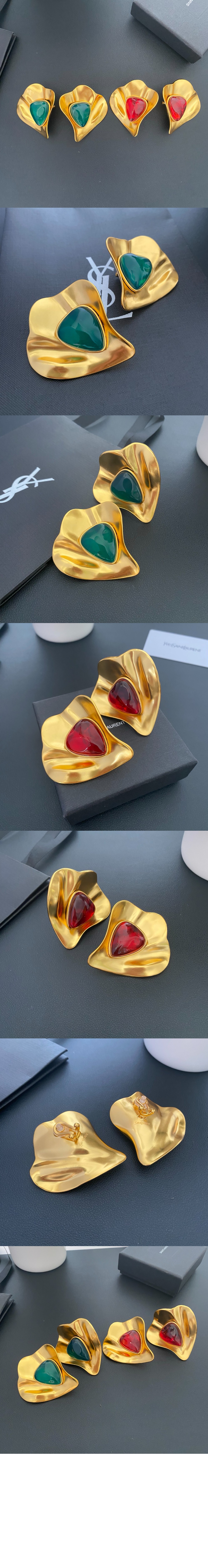 레진 및 메탈 소재 페탈 이어링 830942 > 생로랑