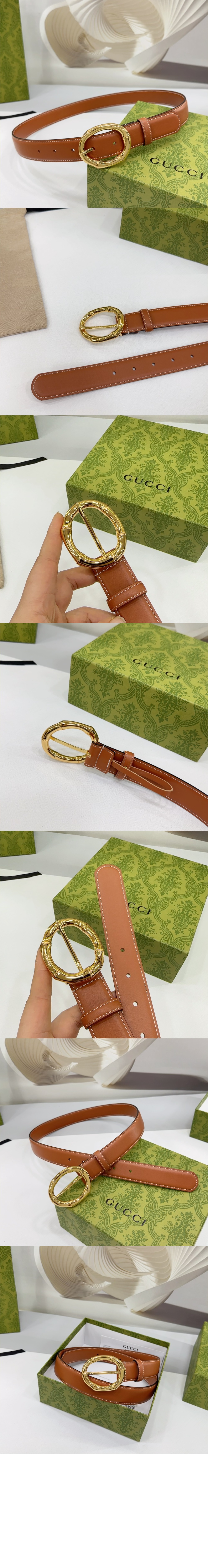 대나무 원형 버클 벨트 828270 > 구찌