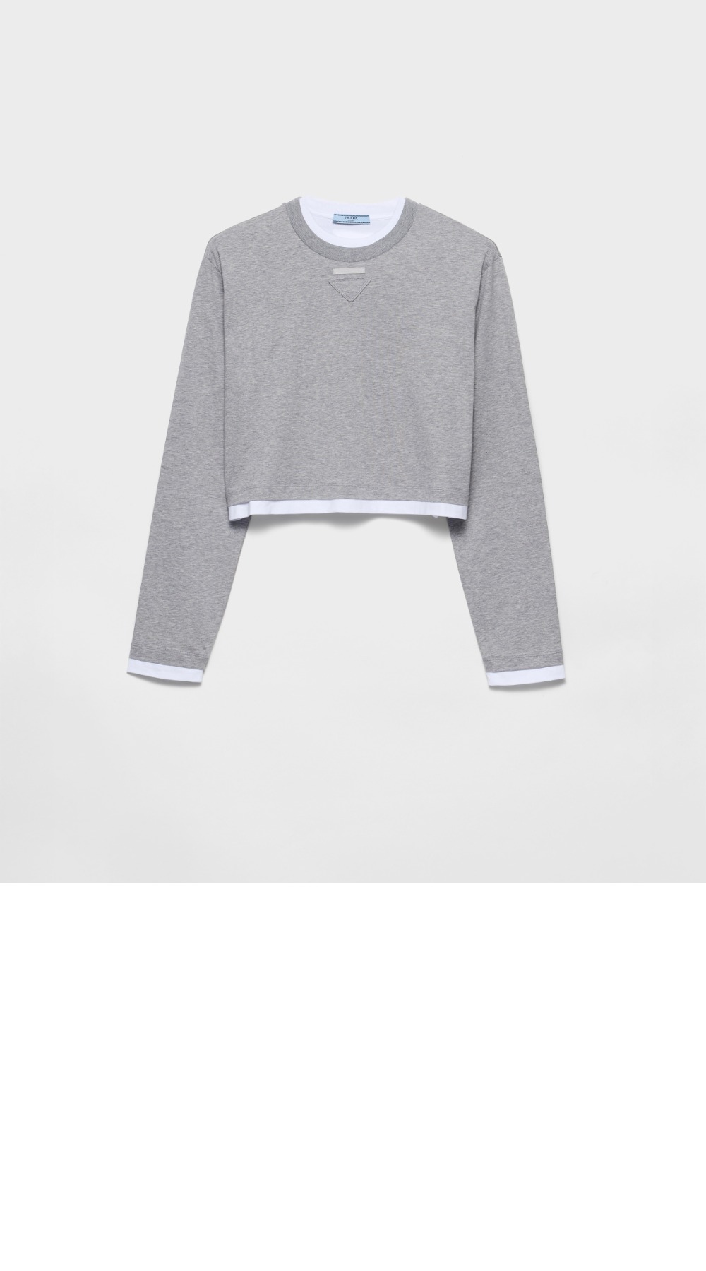 긴 소매 코튼 저지 티셔츠 > 프라다