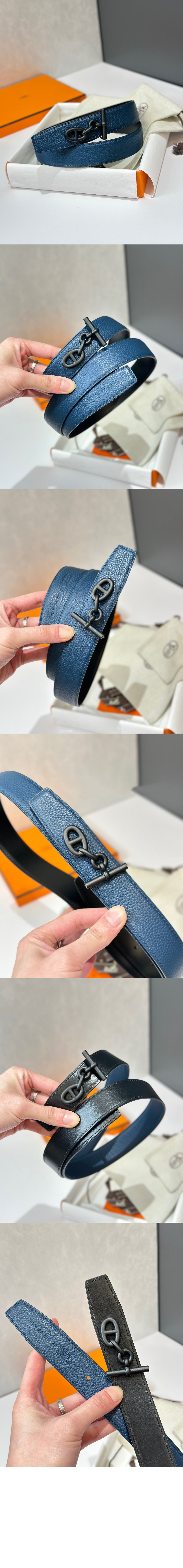 Yachting 벨트 버클 리버서블 가죽 스트랩 > 에르메스