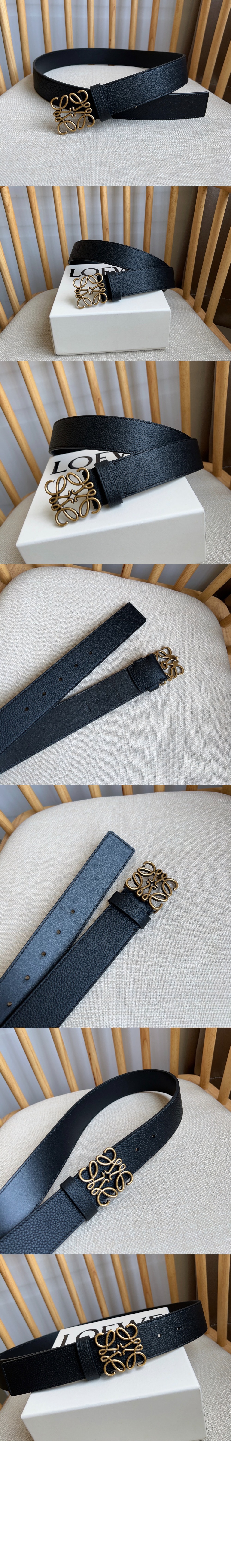 탄력 있는 갈은 송아지 가죽의 청키 애너그램 벨트 > 로에베