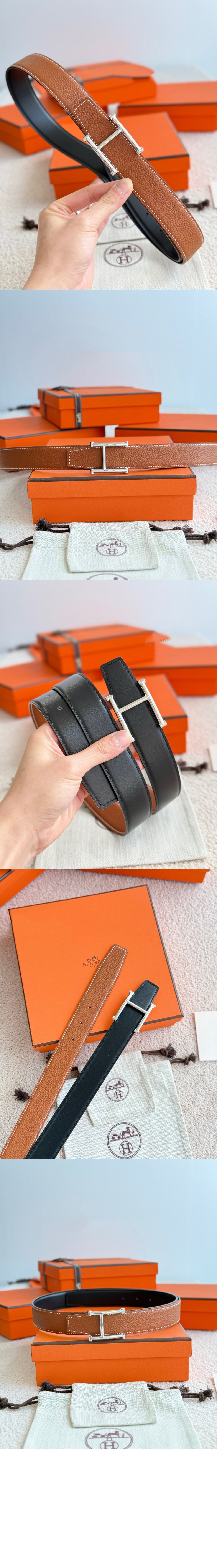 Serif 벨트 버클 리버서블 가죽 스트랩 > 에르메스