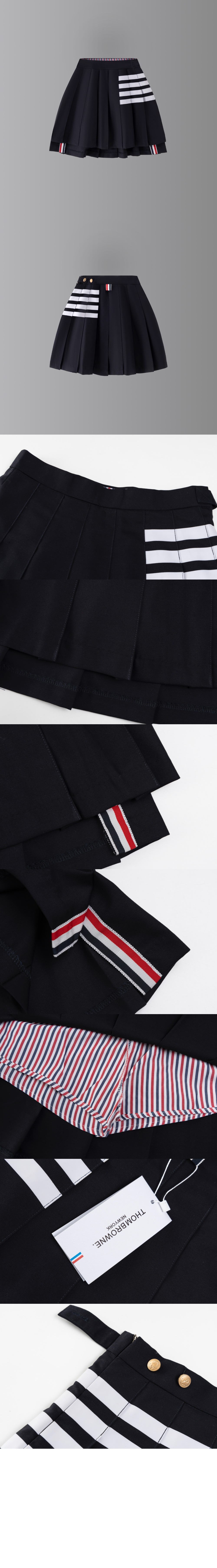 사선 플리츠 미니 스커트 > 톰브라운
