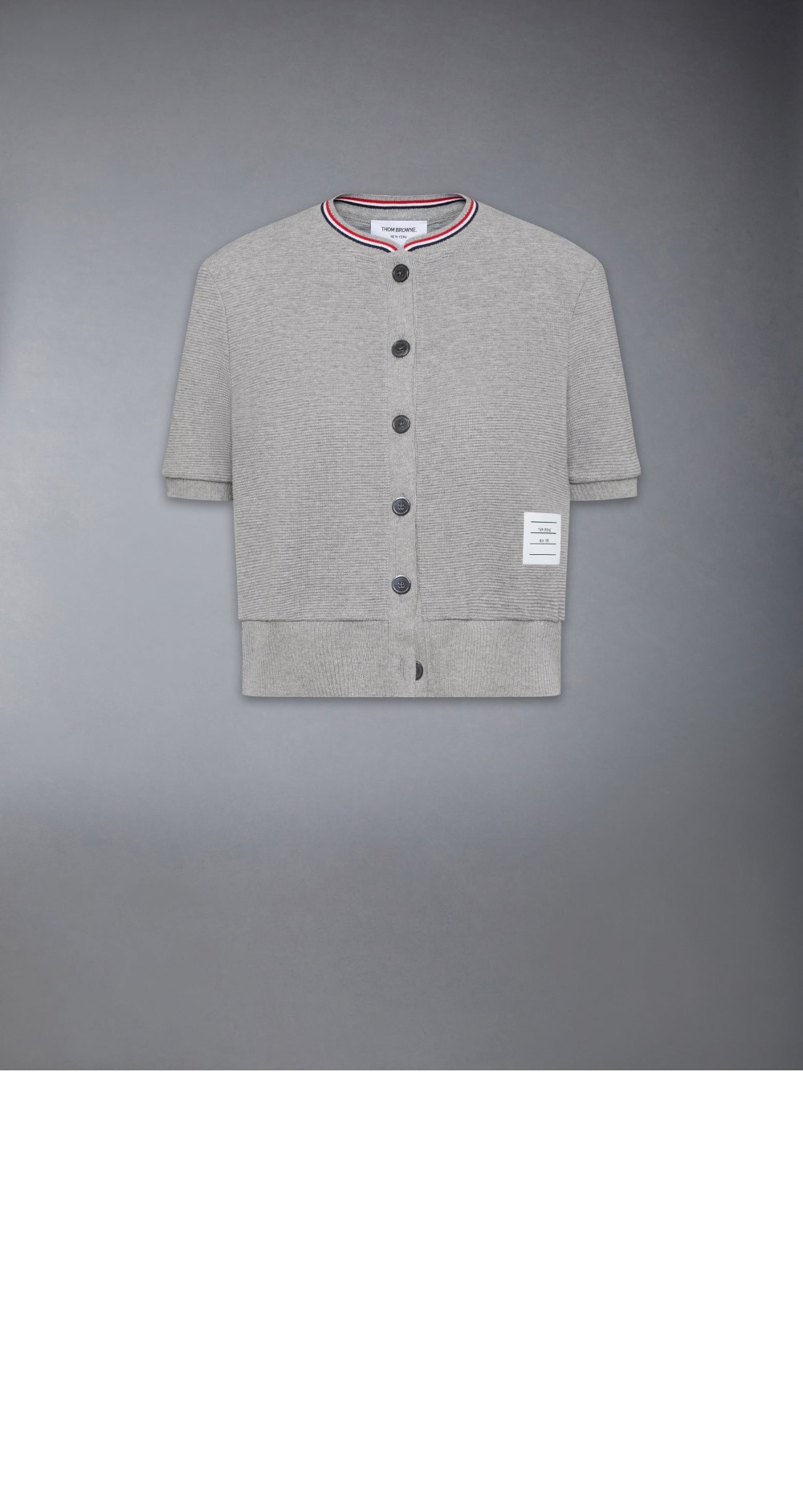 코튼 와플 숏 슬리브 카디건 > 톰브라운