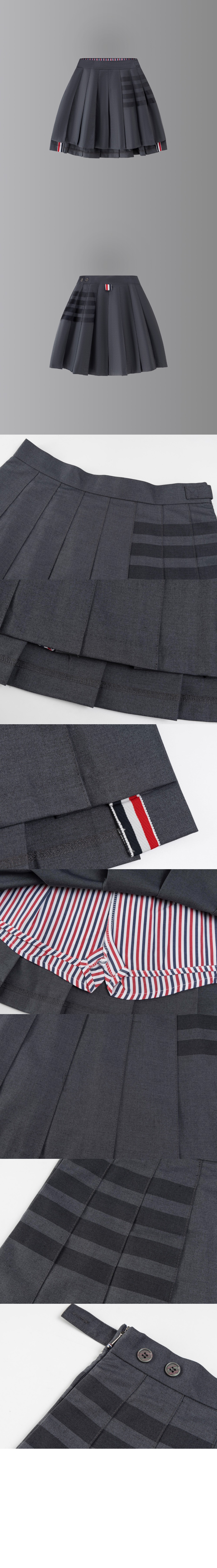 사선 플리츠 미니 스커트 > 톰브라운
