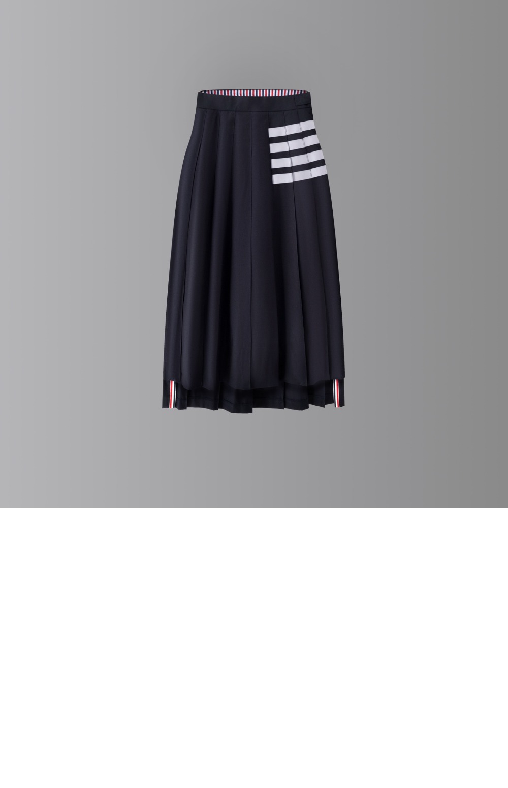 플레인 위브 4바 플리츠 미디 스커트 > 톰브라운