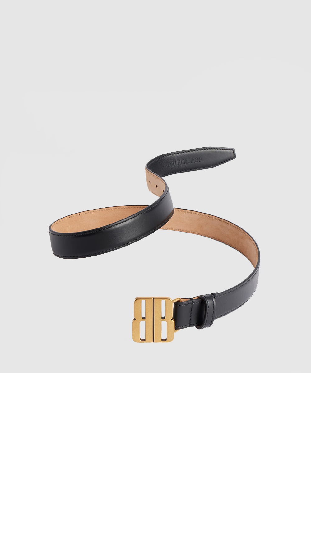 나노 블랙 유광 얇은 소가죽 벨트 829005 > 발렌시아가