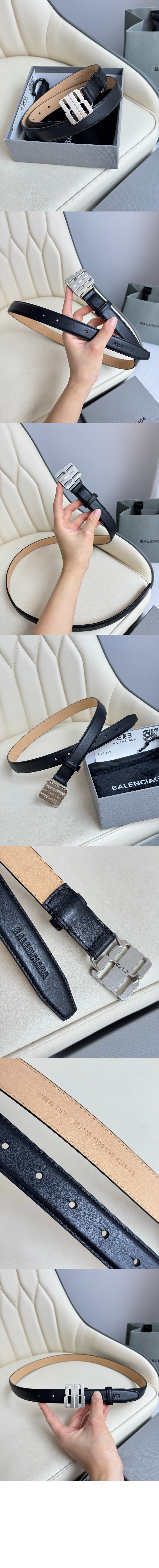 나노 블랙 유광 얇은 소가죽 벨트 829005 > 발렌시아가