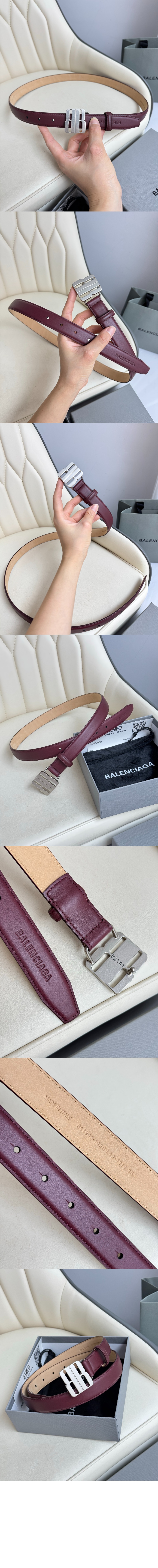 나노 블랙 유광 얇은 소가죽 벨트 829005 > 발렌시아가