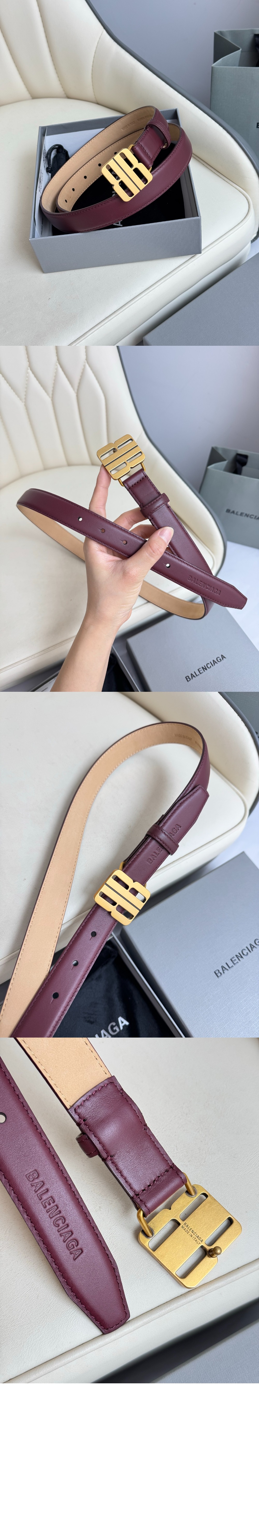 나노 블랙 유광 얇은 소가죽 벨트 829005 > 발렌시아가