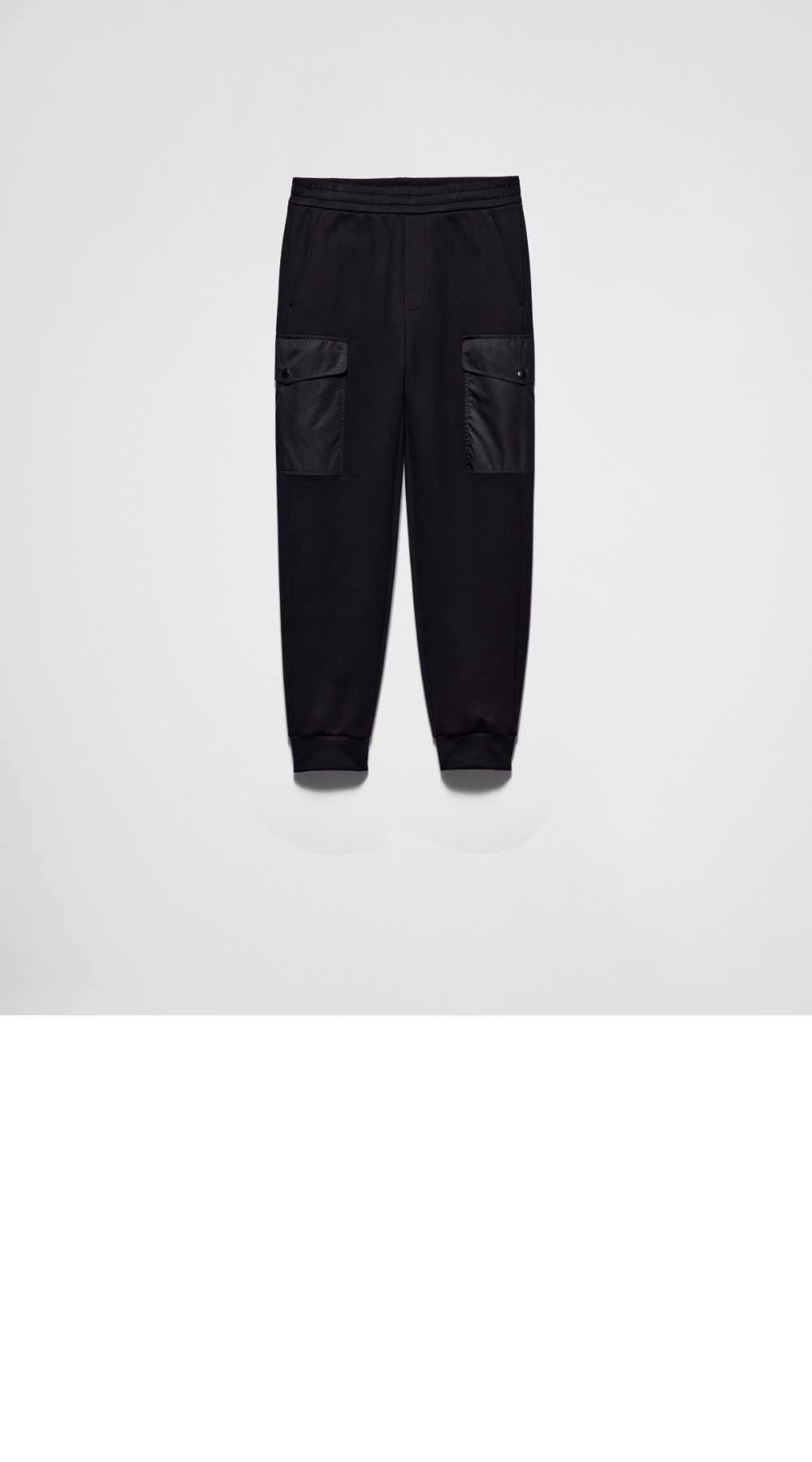 리나일론 디테일의 코튼 플리스 조거 팬츠 > 프라다