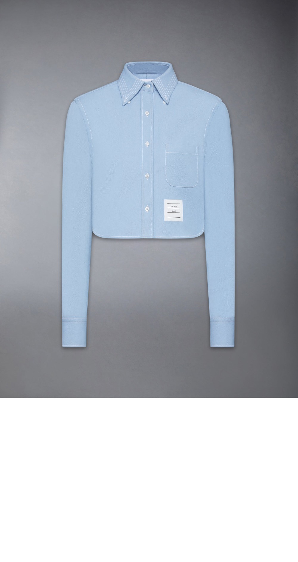 데님 클래식 크롭 롱 슬리브 셔츠 > 톰브라운