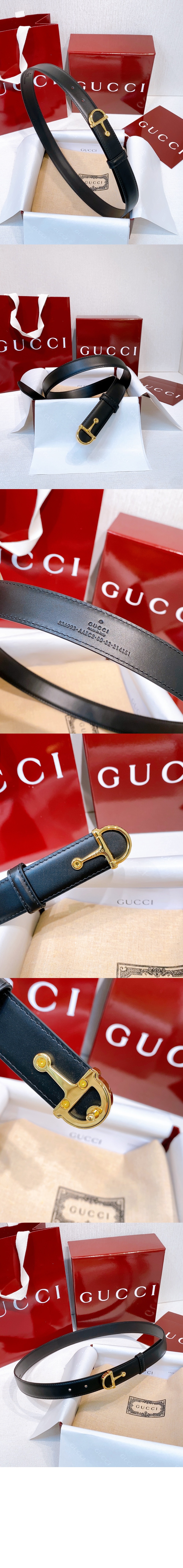 하프 호스빗 버클이 달린 얇은 벨트 ‎836993 > 구찌