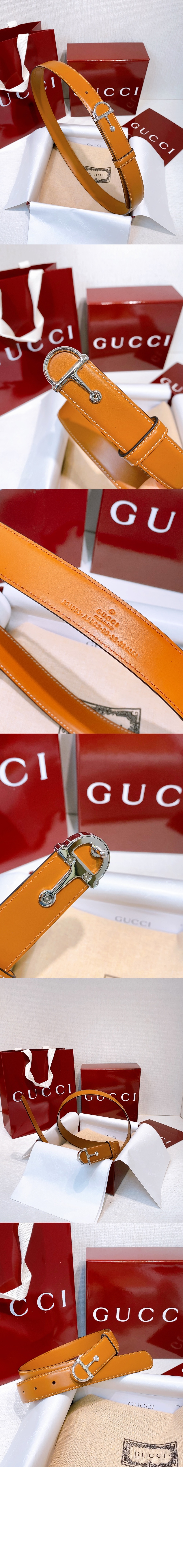 하프 호스빗 버클이 달린 얇은 벨트 ‎836993 > 구찌