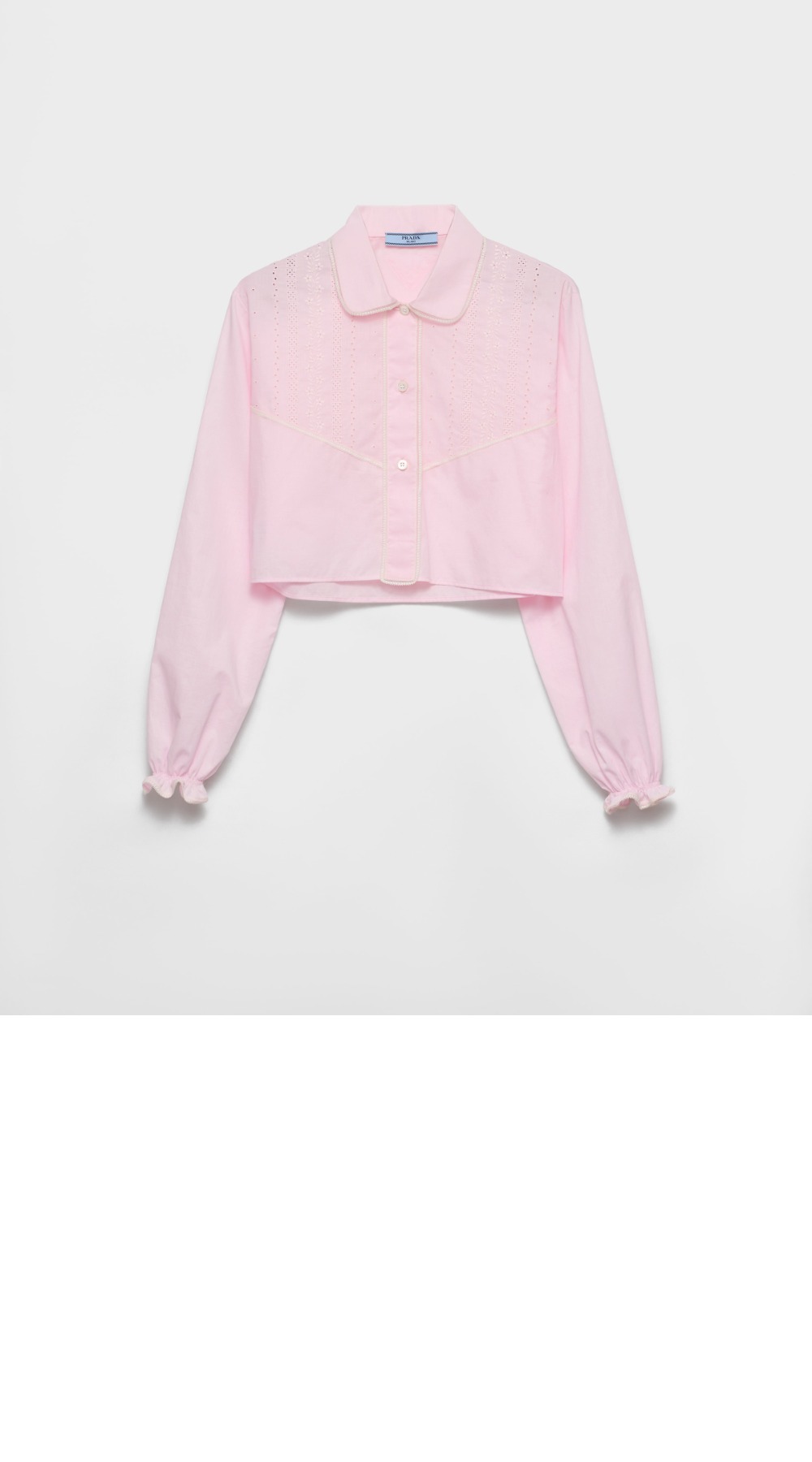 자수 크롭 바티스트 셔츠 > 프라다