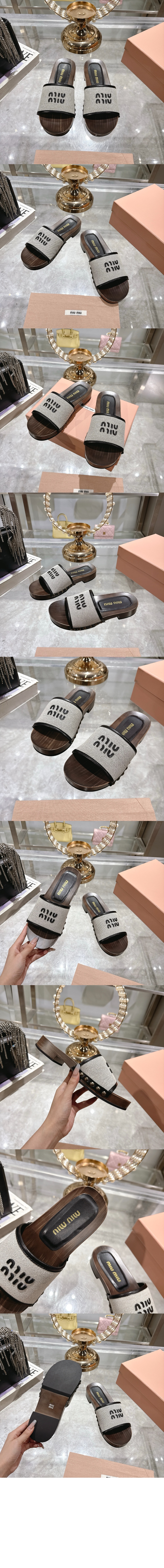 캔버스 및 가죽 클로그 5Z445E > Sandal Slippers - 샌들 슬리퍼